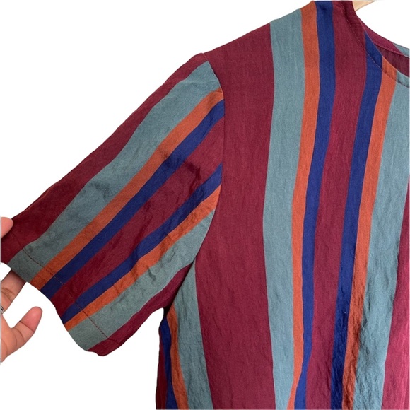 Madewell Button Back Tie Tee in Rosalinda Stripe - Picture 2 of 7